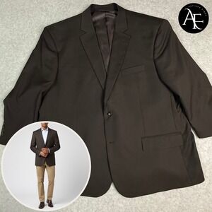 Oak Hill Perfect Fit Mens 54 REG Brown 2 Button Suit Jacket Blazer Stretch Solid